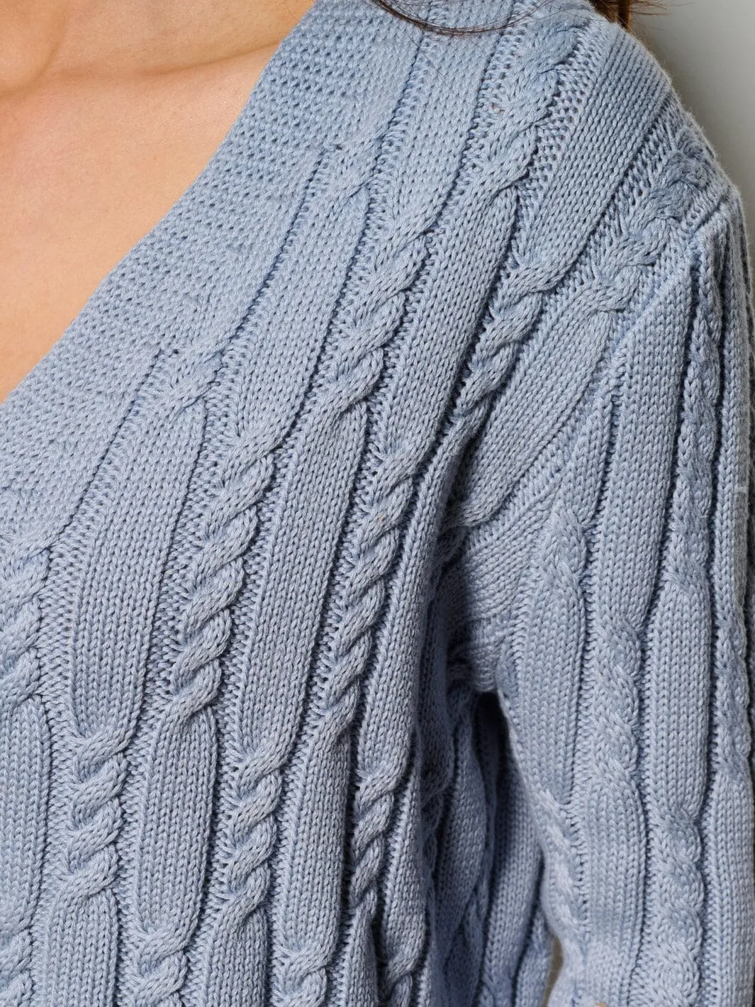 WOMEN'S LONG SLEEVE BUTTON UP CABLE KNIT CARDIGAN
