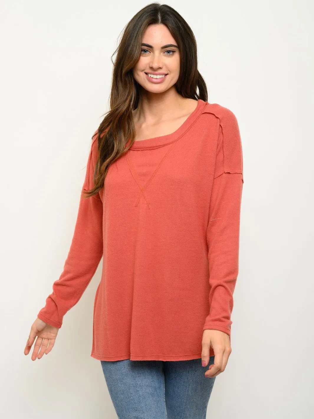 WOMEN'S LONG SLEEVE SOLID TOP