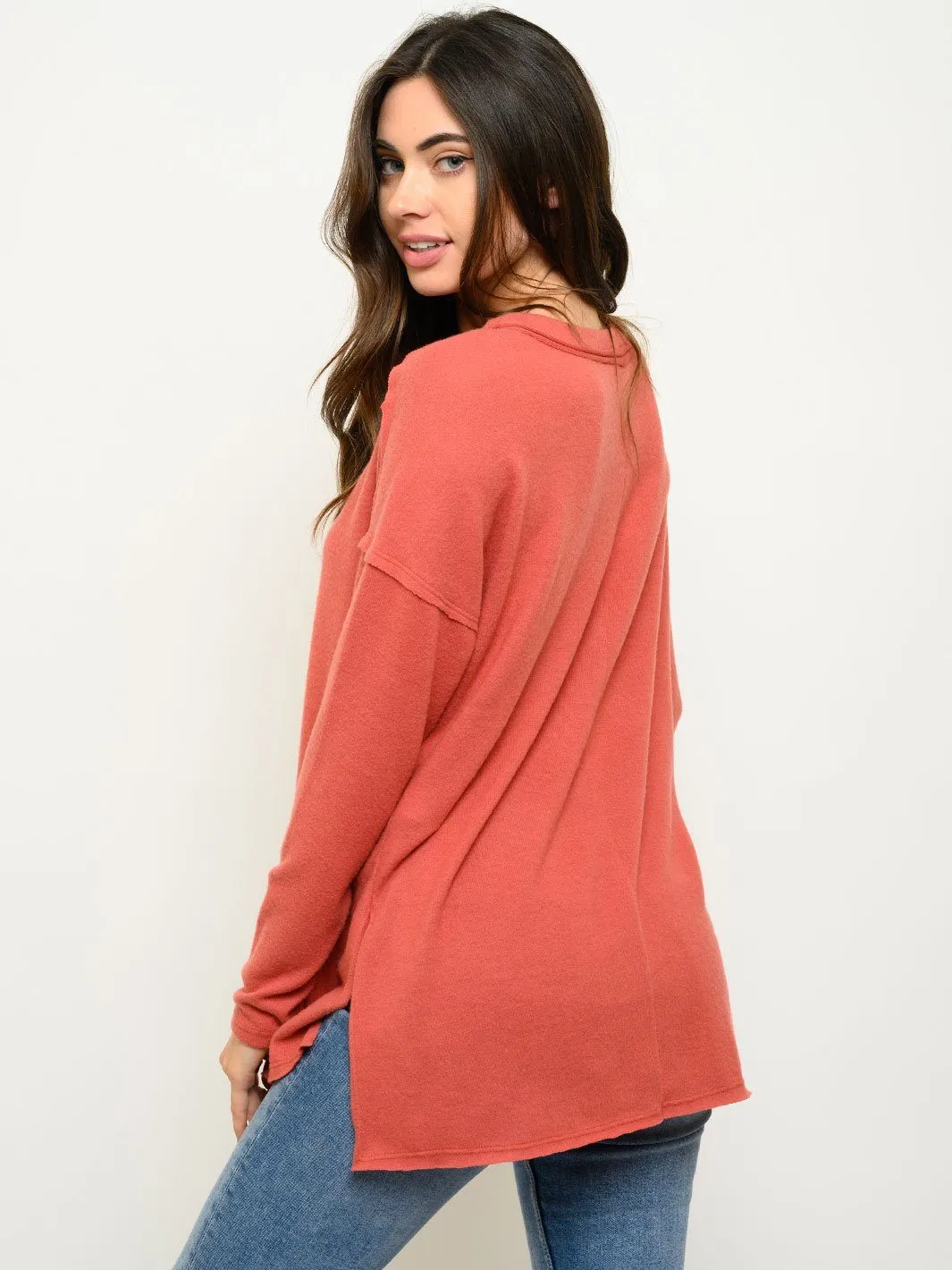 WOMEN'S LONG SLEEVE SOLID TOP