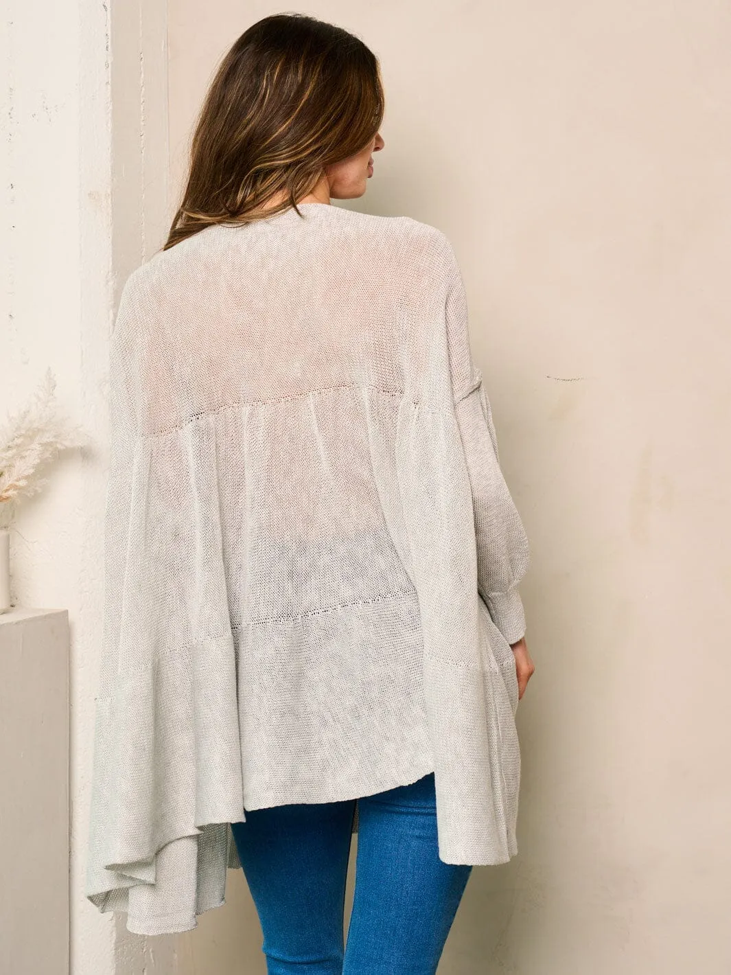 WOMEN'S LONG SLEEVE TIERED LOOSE FIT TUNIC TOP