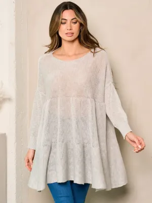 WOMEN'S LONG SLEEVE TIERED LOOSE FIT TUNIC TOP