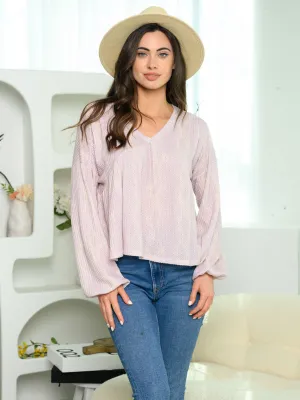 WOMEN'S LONG SLEEVE V-NECK SNAKE PRINT TOP