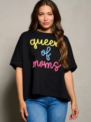 WOMEN'S SHORT SLEEVE QUEEN OF MOMS GRAPHIC TUNIC BLOUSE TOP