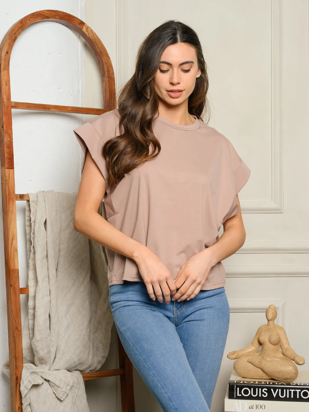 WOMEN'S SHORT SLEEVE SOLID LOOSE FIT TOP