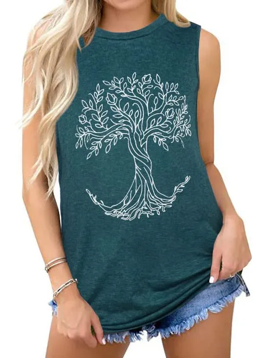 Womens Tank Tops Summer T Shirts Sleeveless Casual Loose Tunic Blouses