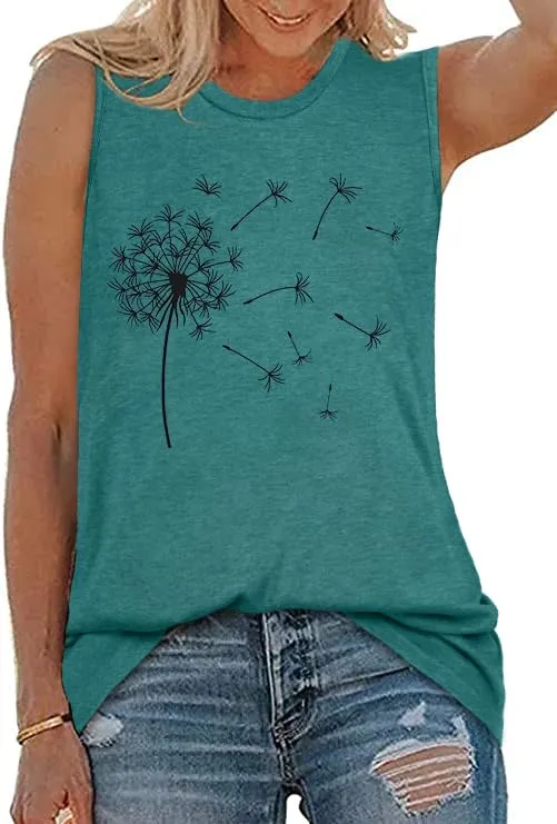Womens Tank Tops Summer T Shirts Sleeveless Casual Loose Tunic Blouses