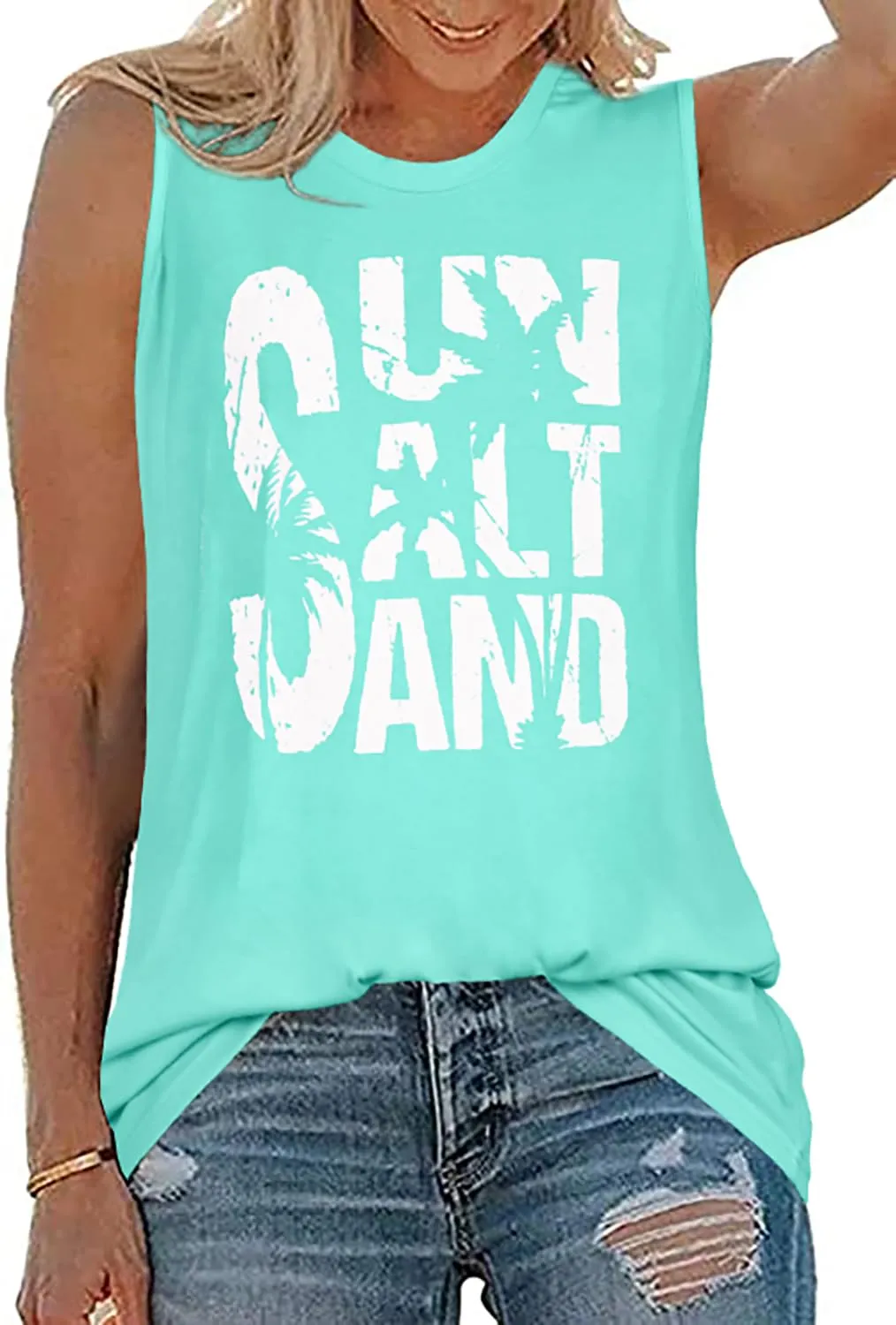 Womens Tank Tops Summer T Shirts Sleeveless Casual Loose Tunic Blouses