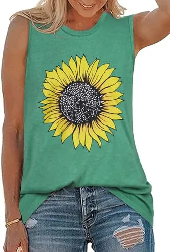 Womens Tank Tops Summer T Shirts Sleeveless Casual Loose Tunic Blouses