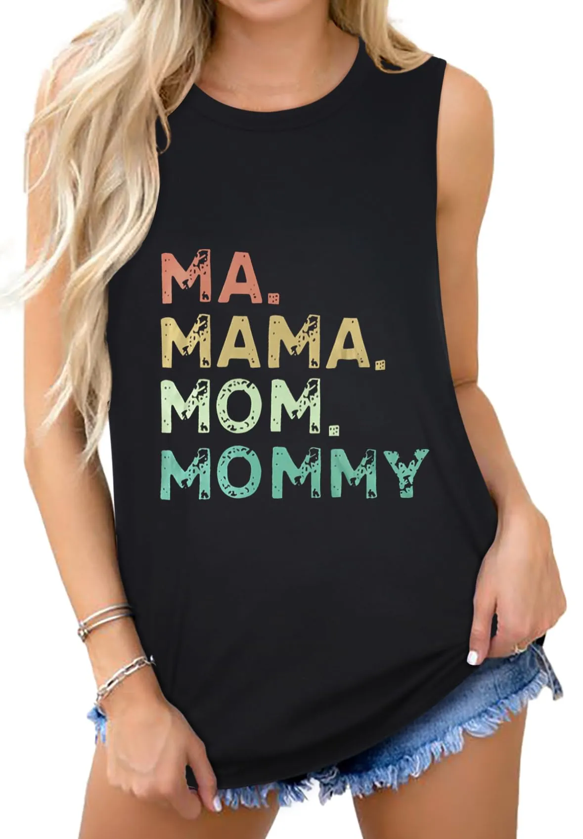 Womens Tank Tops Summer T Shirts Sleeveless Casual Loose Tunic Blouses