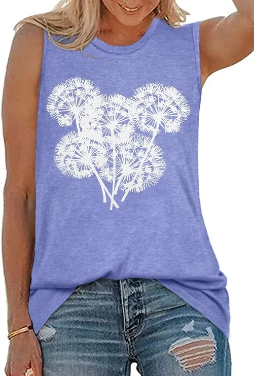 Womens Tank Tops Summer T Shirts Sleeveless Casual Loose Tunic Blouses