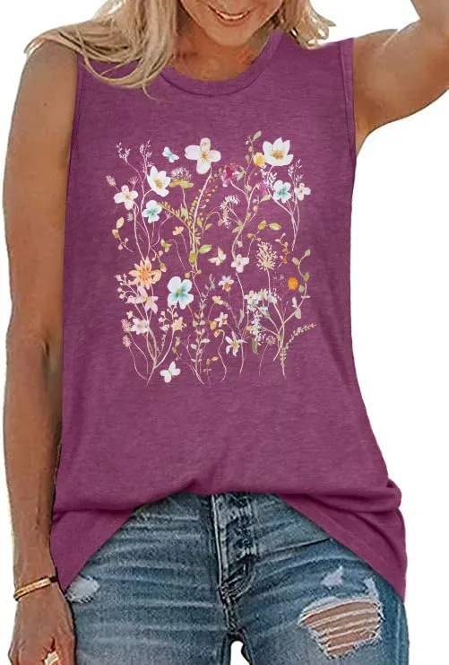 Womens Tank Tops Summer T Shirts Sleeveless Casual Loose Tunic Blouses