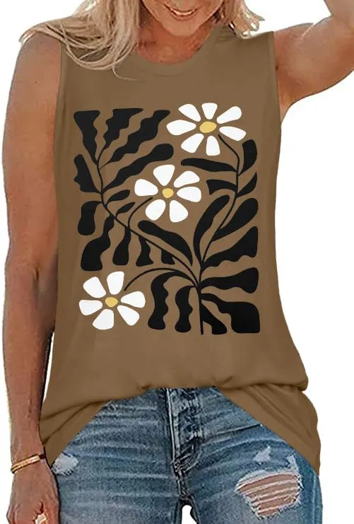Womens Tank Tops Summer T Shirts Sleeveless Casual Loose Tunic Blouses