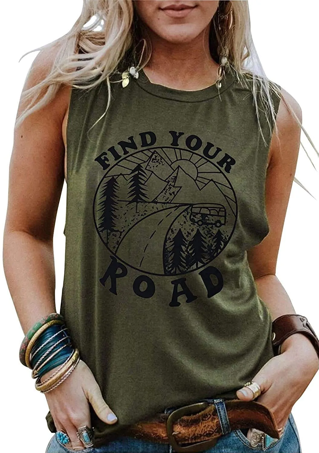 Womens Tank Tops Summer T Shirts Sleeveless Casual Loose Tunic Blouses