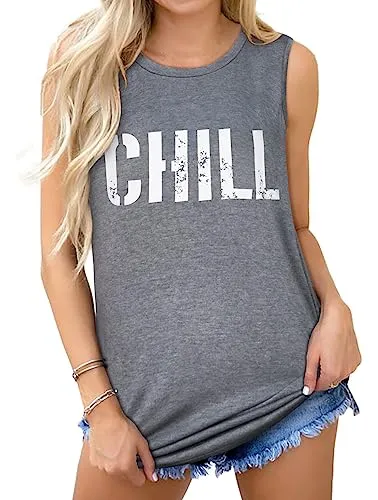 Womens Tank Tops Summer T Shirts Sleeveless Casual Loose Tunic Blouses