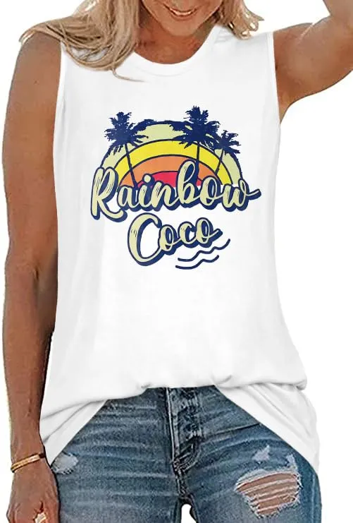 Womens Tank Tops Summer T Shirts Sleeveless Casual Loose Tunic Blouses