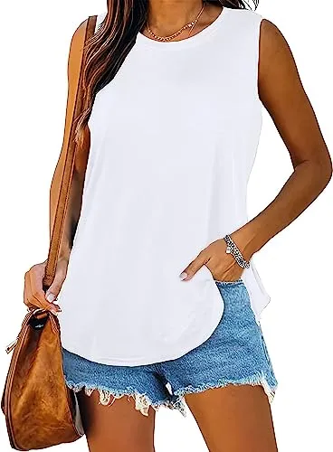 Womens Tank Tops Summer T Shirts Sleeveless Casual Loose Tunic Blouses