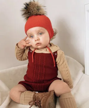 Wool Cable Knit Dungaree Romper