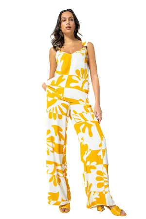 YELLOW PRINT LOOSE TANK TOP