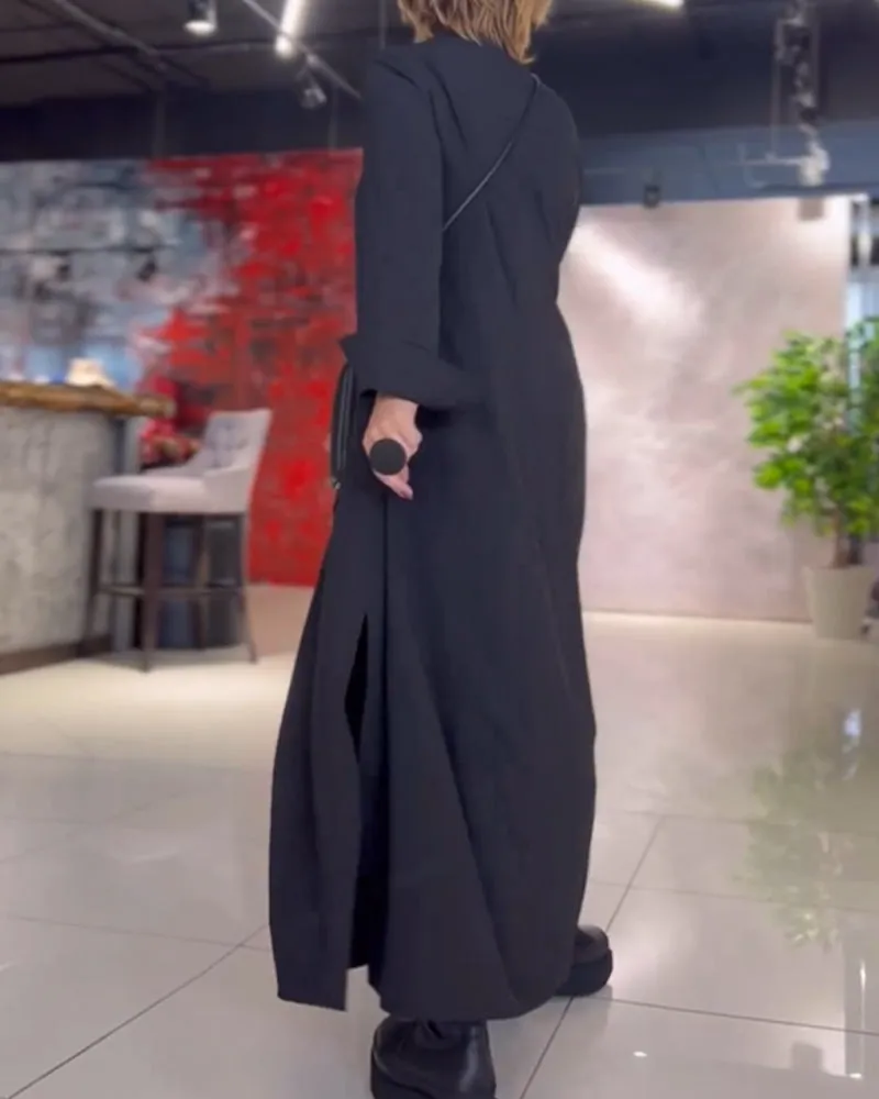 Zoe™ - Side Slit Lapel Long Dress
